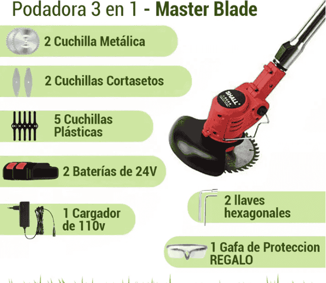 MasterBlade | Cortadora Podadora inalámbrica de Batería recargable.