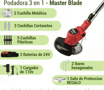MasterBlade | Cortadora Podadora inalámbrica de Batería recargable.