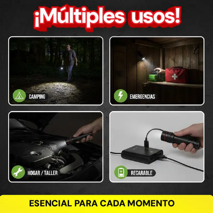 Linterna Táctica XML de Alta Potencia – Recargable, Resistente y Multiuso 🔦