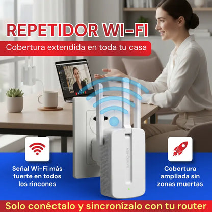 Repetidor Wi-Fi Mercusys MW300RE – Señal estable y cobertura extendida en toda tu casa🛜