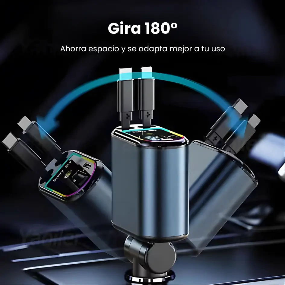 Cargador de Coche Retráctil 120W con Proyección de Cielo Estrellado (5 en 1)