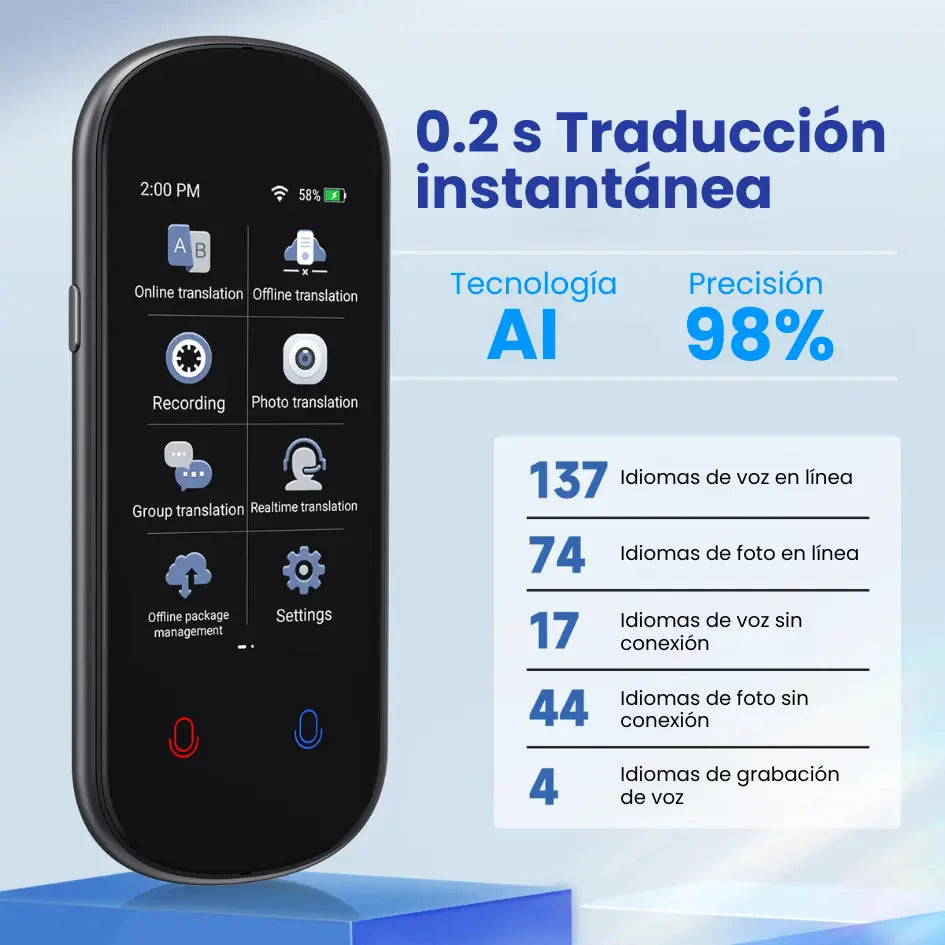 Traductor de voz AI instantáneo Z2