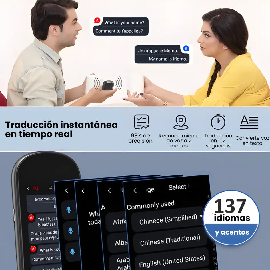 Traductor de voz AI instantáneo Z2