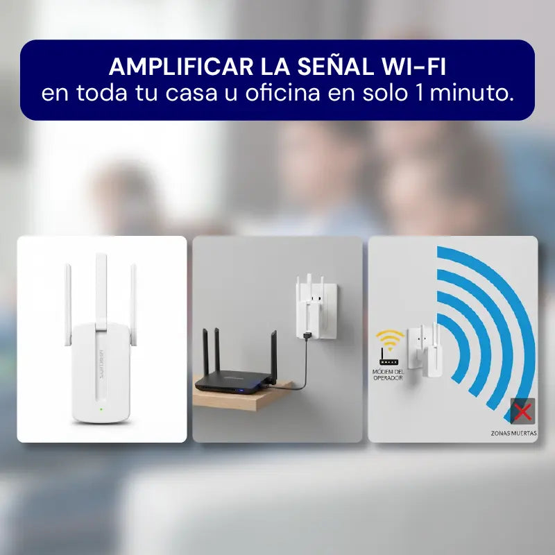 Repetidor Wi-Fi Mercusys MW300RE – Señal estable y cobertura extendida en toda tu casa🛜