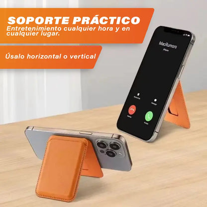 Funda de cuero con tarjetero magnético plegable: protección y organización en un solo accesorio💳