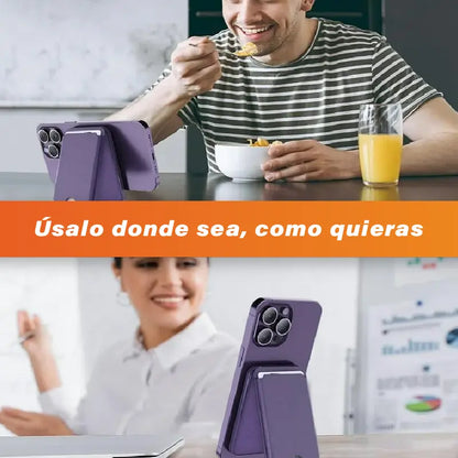 Funda de cuero con tarjetero magnético plegable: protección y organización en un solo accesorio💳