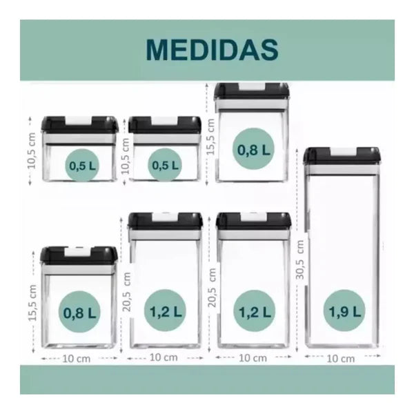 Set de 7 Contenedores Herméticos – Mantén tu comida fresca y tu cocina ordenada
