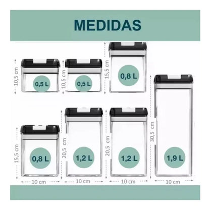 Set de 7 Contenedores Herméticos – Mantén tu comida fresca y tu cocina ordenada